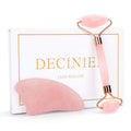 Dewspell Rose Quartz Gua Sha & Facial Roller Set — facial massage use