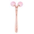 Dewspell Cooling Rose Quartz Facial Roller — rose quartz wheel detail