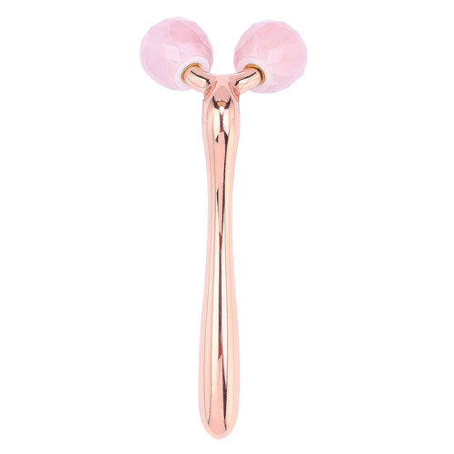 Dewspell Cooling Rose Quartz Facial Roller — rose quartz wheel detail