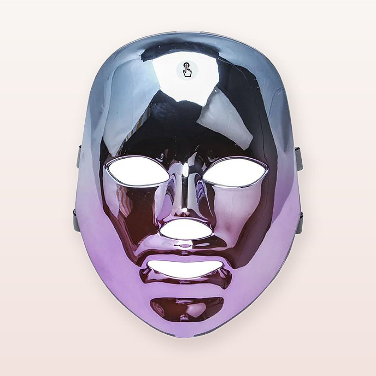 Dewspell LED Light Therapy Face Mask with mirror finish on soft blush background