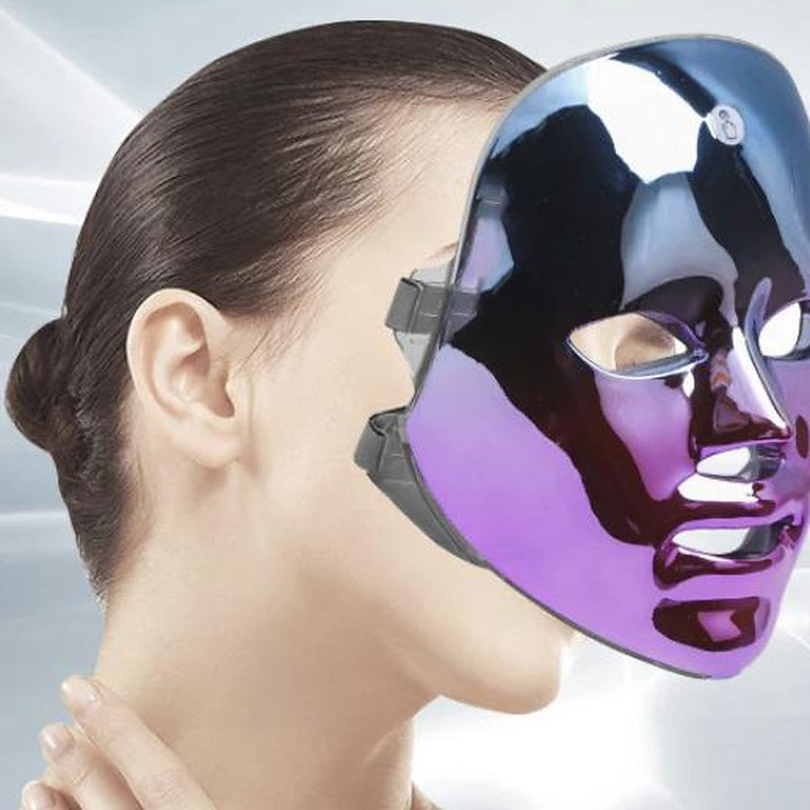 Dewspell LED Light Therapy Face Mask worn during an at-home session