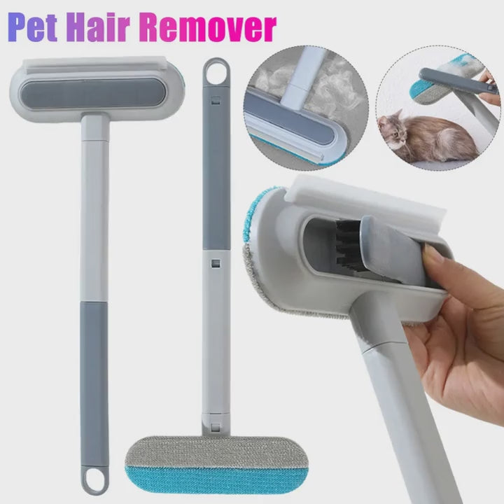FurSweep reusable long-handle pet hair remover product demonstration